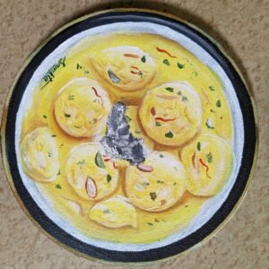 Indian Dessert Ras malai Acrylic Painting, Food art, Food Painting