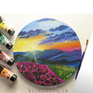 Round Colorful Sunset Acrylic Scenery painting